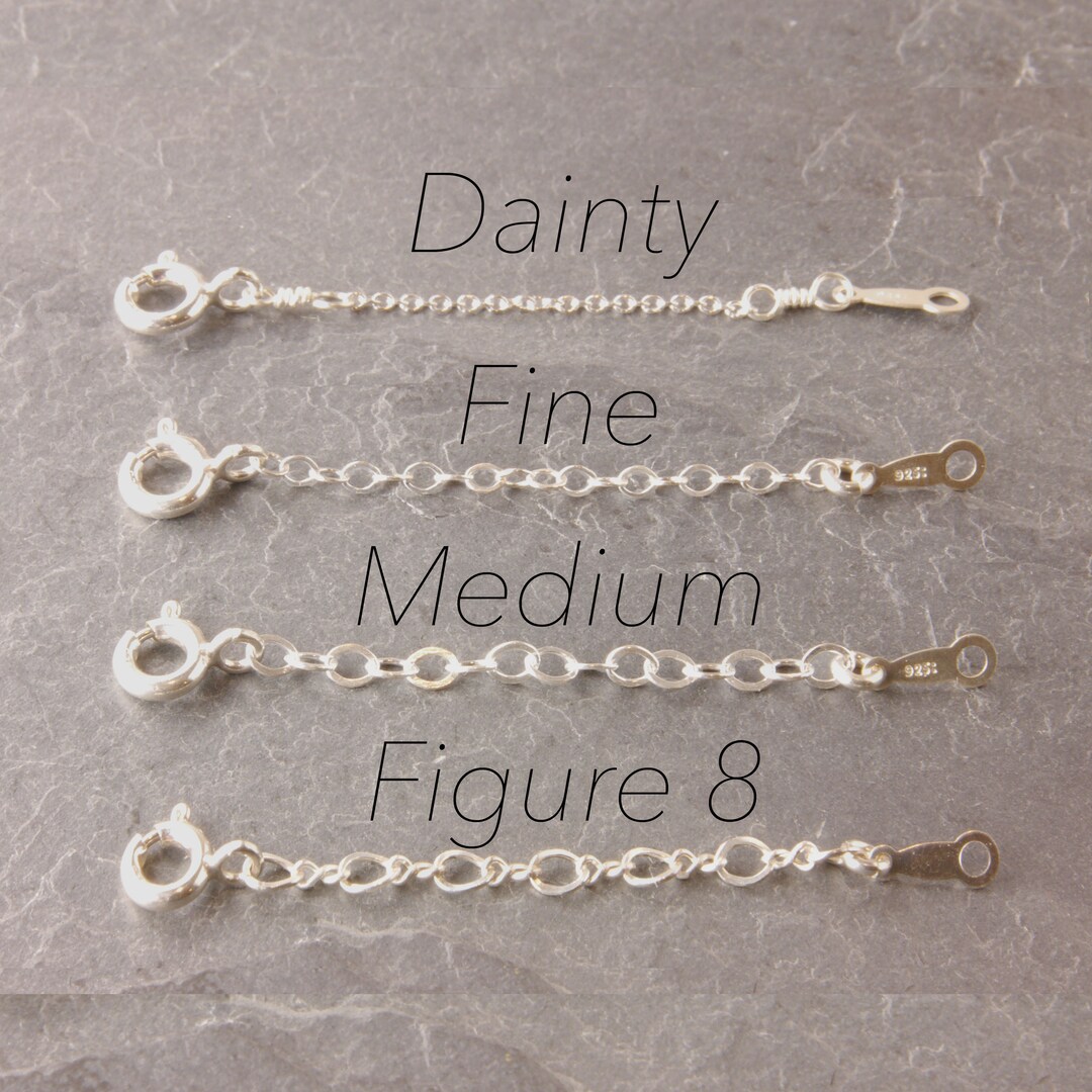 1-12 Inch Sterling Silver Plated Necklace Extender Chain With Spring Ring Clasp - 4mm Wide